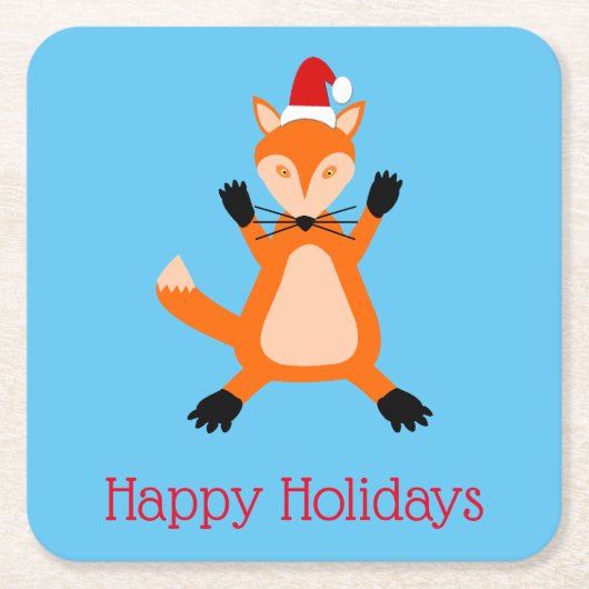 Niedlicher Weihnachtsfox Custom Rechteckiger Pappuntersetzer (Vorderseite)