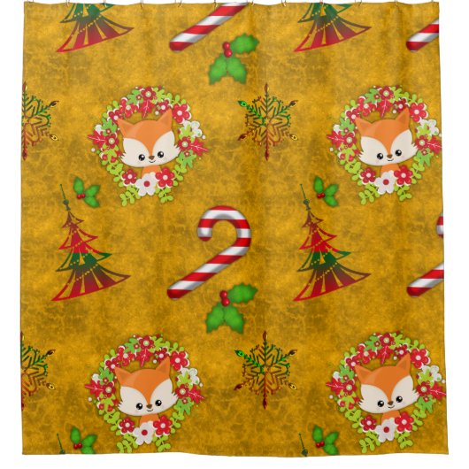 Niedlicher Weihnachtsfox Duschvorhang (Vorderseite)
