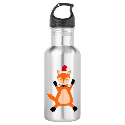 Niedlicher Weihnachtsfox Edelstahlflasche (Vorderseite)