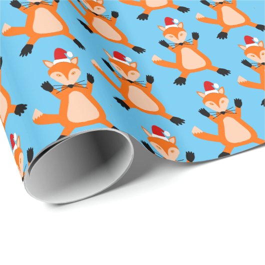 Niedlicher Weihnachtsfox Gemustert Geschenkpapier (Rolleneckpunkt)