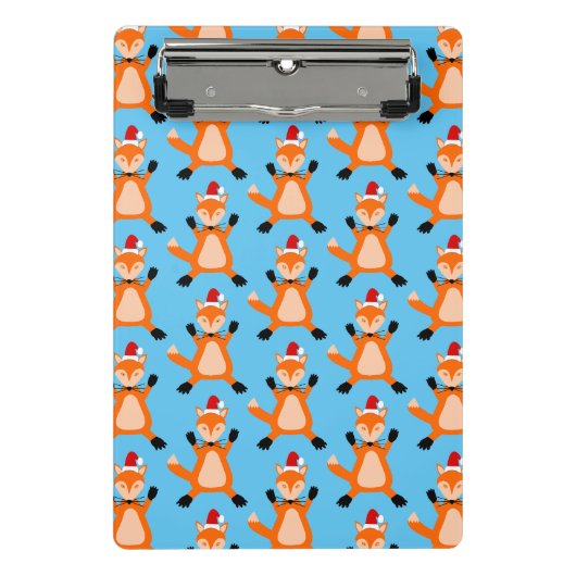 Niedlicher Weihnachtsfox Gemustert Mini Klemmbrett (Vorderseite)