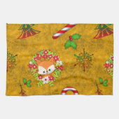 Niedlicher Weihnachtsfox Geschirrtuch (Horizontal)