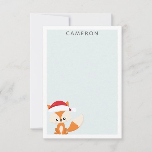 Niedlicher Weihnachtsfox in der Weihnachtsmannmütz Mitteilungskarte (Vorderseite)