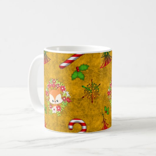 Niedlicher Weihnachtsfox Kaffeetasse (Vorderseite Links)