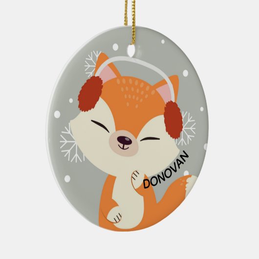 Niedlicher Weihnachtsfox Keramik Ornament (Rechts)