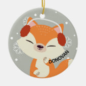 Niedlicher Weihnachtsfox Keramik Ornament (Vorne)