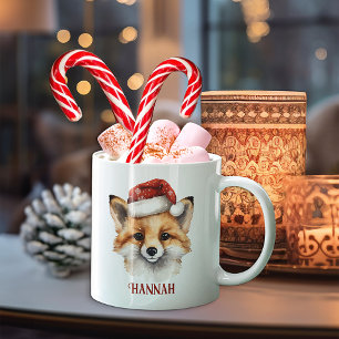 Niedlicher Weihnachtsfox Personalisierte Weihnacht Kaffeetasse