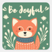 niedlicher Weihnachtsfox Quadratischer Aufkleber (Vorderseite)