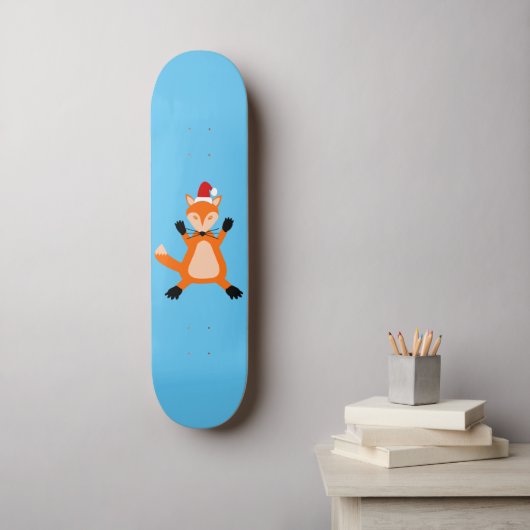 Niedlicher Weihnachtsfox Skateboard (Wandkunst)