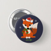 Niedlicher WeihnachtsFox und individueller Name Button (Vorne & Hinten)
