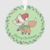 Niedlicher WeihnachtsFox und Wreath personalisiert Ornament (Rückseite)