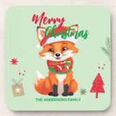 Niedlicher Weihnachtsfox Weihnachten Weihnachtsfei Getränkeuntersetzer (Vorderseite)