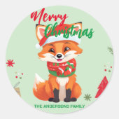 Niedlicher Weihnachtsfox Weihnachten Weihnachtsfei Runder Aufkleber (Vorderseite)