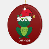 Niedlicher Weihnachtsfrosch Santa Keramik Ornament (Links)