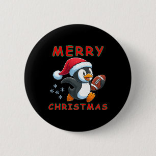Niedlicher Weihnachtsfußballpinguin Button