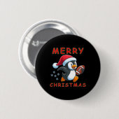Niedlicher Weihnachtsfußballpinguin Button (Vorne & Hinten)