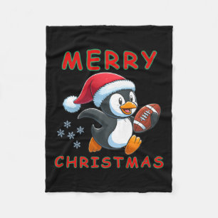 Niedlicher Weihnachtsfußballpinguin Fleecedecke