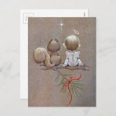 Niedlicher Weihnachtsgel und Eichhörnchen Feiertagspostkarte (Vorne/Hinten)