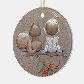 Niedlicher Weihnachtsgel und Eichhörnchen Keramik Ornament (Links)