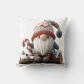Niedlicher Weihnachtsgenom mit einer Candy Cane au Kissen (Vorderseite)