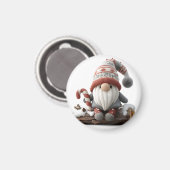 Niedlicher Weihnachtsgenom mit einer Candy Cane au Magnet (Vorderseite/Rückseite)