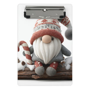 Niedlicher Weihnachtsgenom mit einer Candy Cane au Mini Klemmbrett