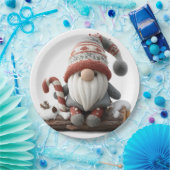 Niedlicher Weihnachtsgenom mit einer Candy Cane au Pappteller (Party)