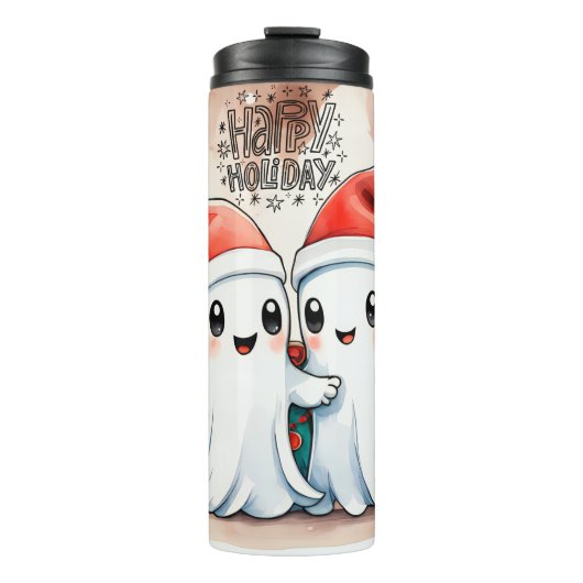 Niedlicher Weihnachtsghost Couple Tumbler: Spooky Thermosbecher (Vorderseite)