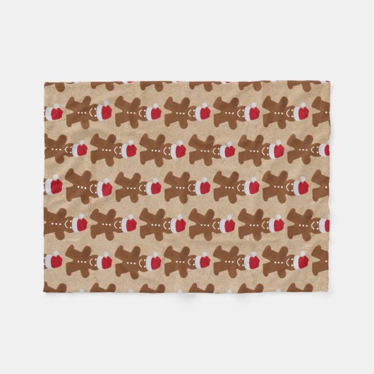 Niedlicher Weihnachtsgingerbrot Mann Cookies Kraft Fleecedecke (Vorderseite (Horizontal))