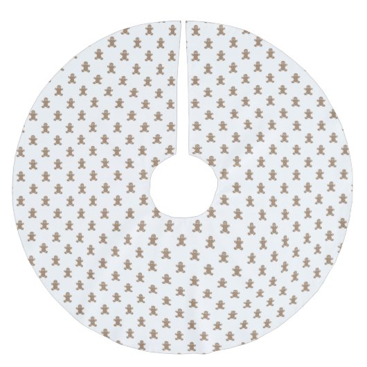 Niedlicher Weihnachtsgingerbrot-Mann-Kekse Polyester Weihnachtsbaumdecke (Vorderseite)