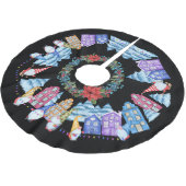 Niedlicher Weihnachtsgnome/Elfendorf Polyester Weihnachtsbaumdecke (Schrägansicht)