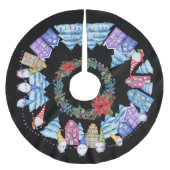 Niedlicher Weihnachtsgnome/Elfendorf Polyester Weihnachtsbaumdecke (Vorderseite)