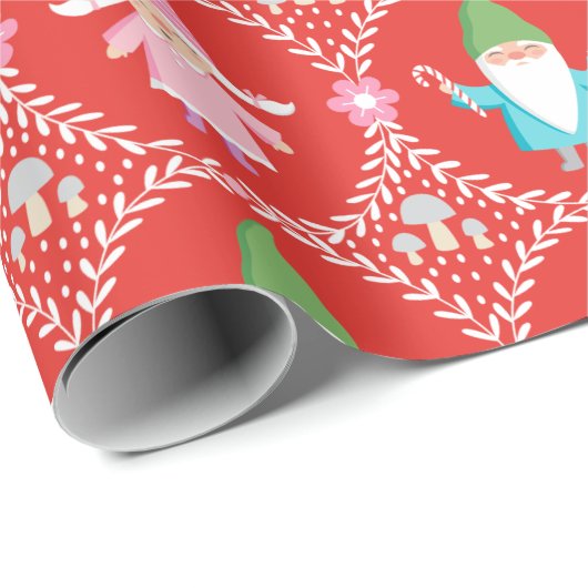 Niedlicher Weihnachtsgnome Geschenkpapier (Rolleneckpunkt)