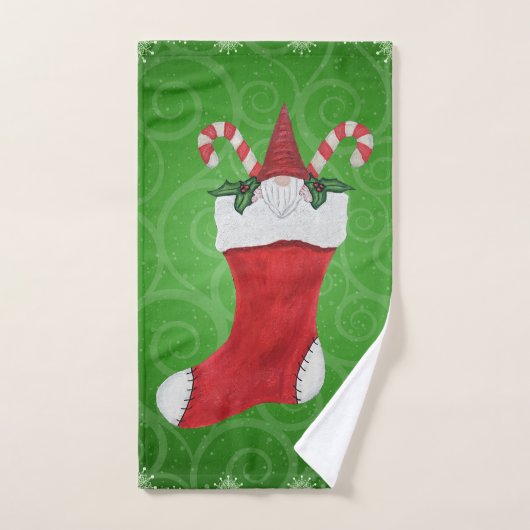 Niedlicher Weihnachtsgnome im Strumpf Candy Canes  Handtuch (Handtuch)
