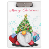 Niedlicher Weihnachtsgnome mit Geschenkklammer Klemmbrett (Vorderseite)