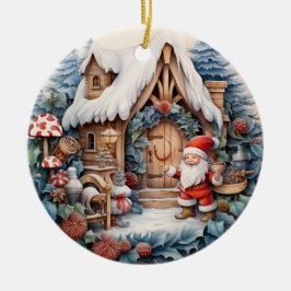 Niedlicher Weihnachtsgnome Personalisiert Keramik Ornament