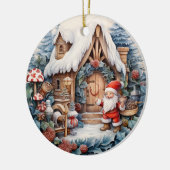 Niedlicher Weihnachtsgnome Personalisiert Keramik Ornament (Links)