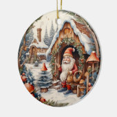 Niedlicher Weihnachtsgnome Personalisiert Keramik Ornament (Links)