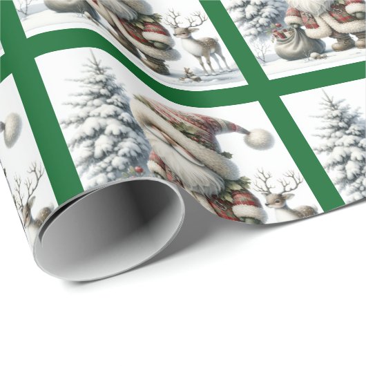 Niedlicher Weihnachtsgnome Santa Geschenkpapier (Rolleneckpunkt)