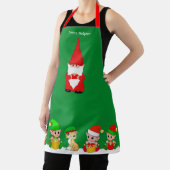 Niedlicher Weihnachtsgnome und Elfsquad auf grüner Schürze (InSitu)