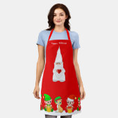 Niedlicher Weihnachtsgnome und Elfsquad auf Rot Schürze (Getragen)