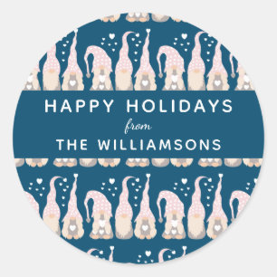 Niedlicher Weihnachtsgottesdienst Blau Personalisi Runder Aufkleber