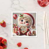 Niedlicher Weihnachtsgruß des Weihnachtsmanns Serviette (Beispiel)