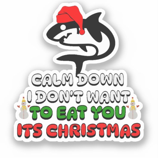 niedlicher Weihnachtshai Aufkleber (Vorderseite)