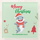 Niedlicher Weihnachtshai Glasuntersetzer (Vorderseite)