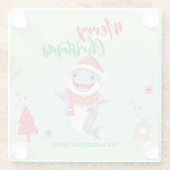 Niedlicher Weihnachtshai Glasuntersetzer (Rückseite)