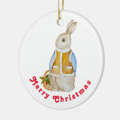 Niedlicher Weihnachtshase mit einem Korb mit Ficht Keramik Ornament (Links)