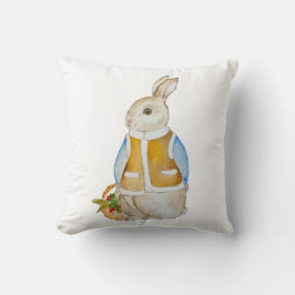 Niedlicher Weihnachtshase mit einem Korb mit Ficht Kissen