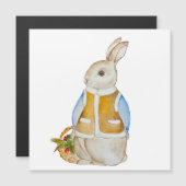 Niedlicher Weihnachtshase mit einem Korb mit Ficht Magnetkarte (Vorne/Hinten)