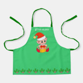 Niedlicher Weihnachtshelferelf auf Grün Schürze (Vorderseite)